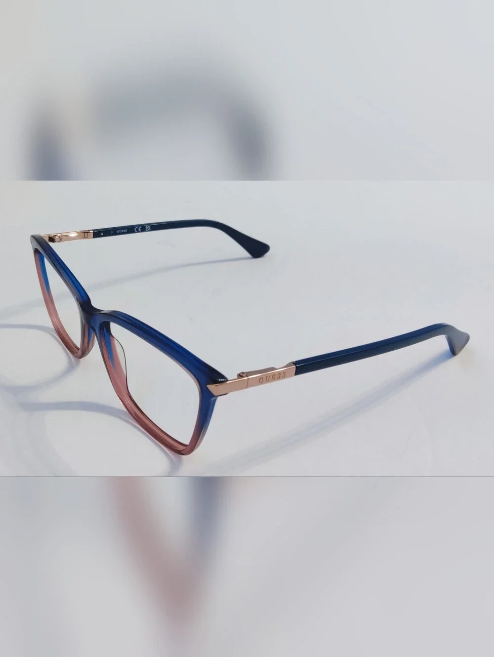 Guess Blue to Brown Gradient Square Women's Eyeglasses Frame. Pre-owned.